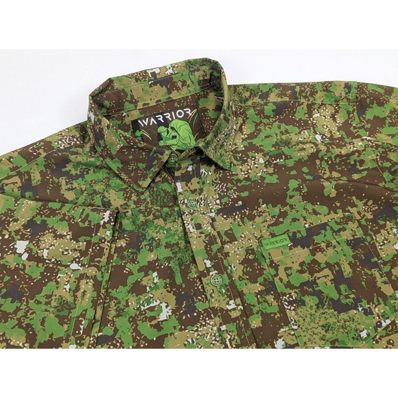 Retro Rifle Shirt Mens XL Warrior Camouflage Button Down Performance Camo - Picture 2 of 9